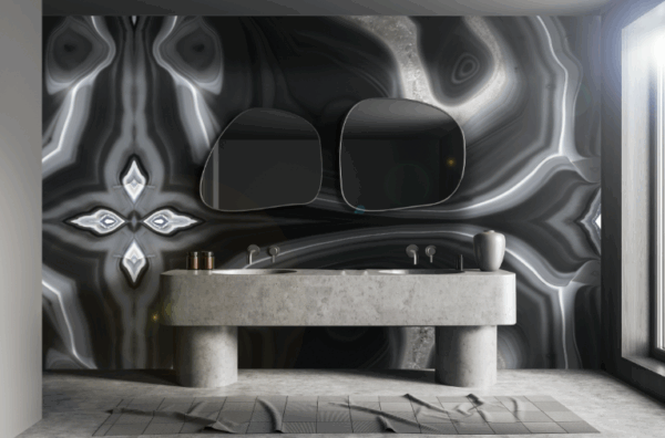 Fugenloses Badezimmer nach Maß mit großformatigen Keramikplatten Franko Black Aurora