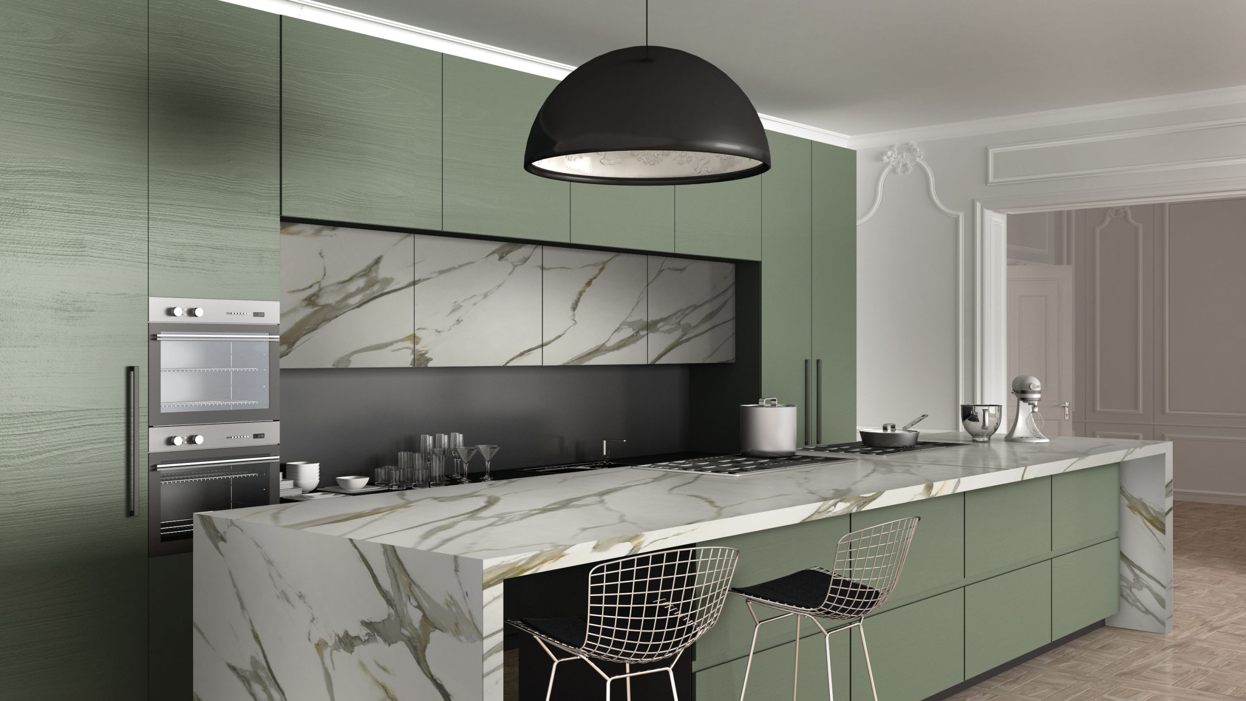Großkeramikplatten 320 x 160 cm Franko Calacatta Crema für Arbeitsplatte und Verkleidung