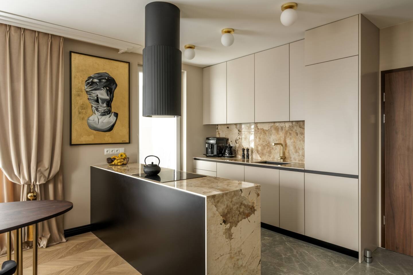 Dekton Khalo küchenarbeitsplatte aus Keramik nach Maß, Braun, Cremefarben – Poliert