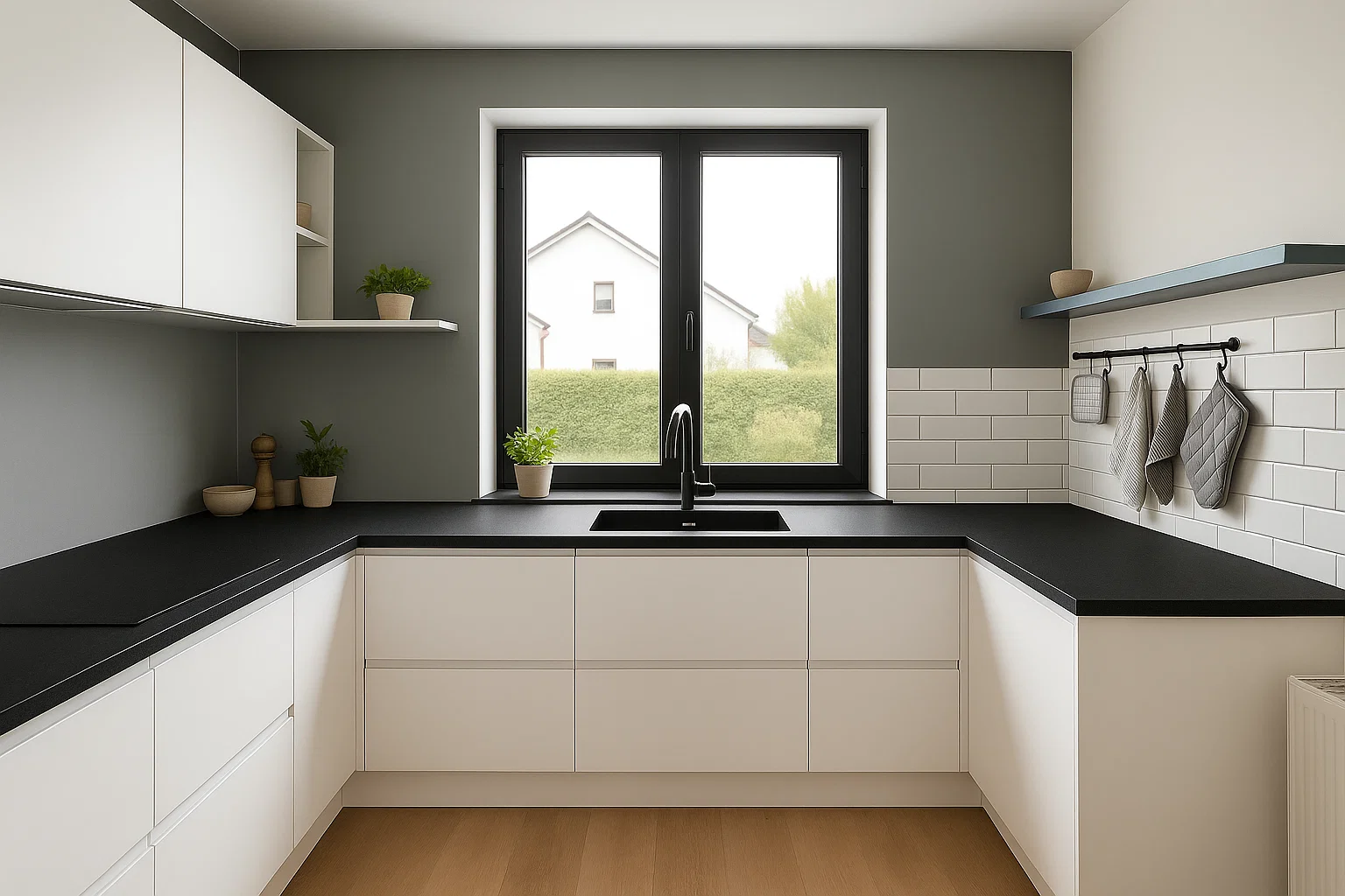 Neolith Nero küchenarbeitsplatte aus Keramik nach Maß, Schwarz – Satin