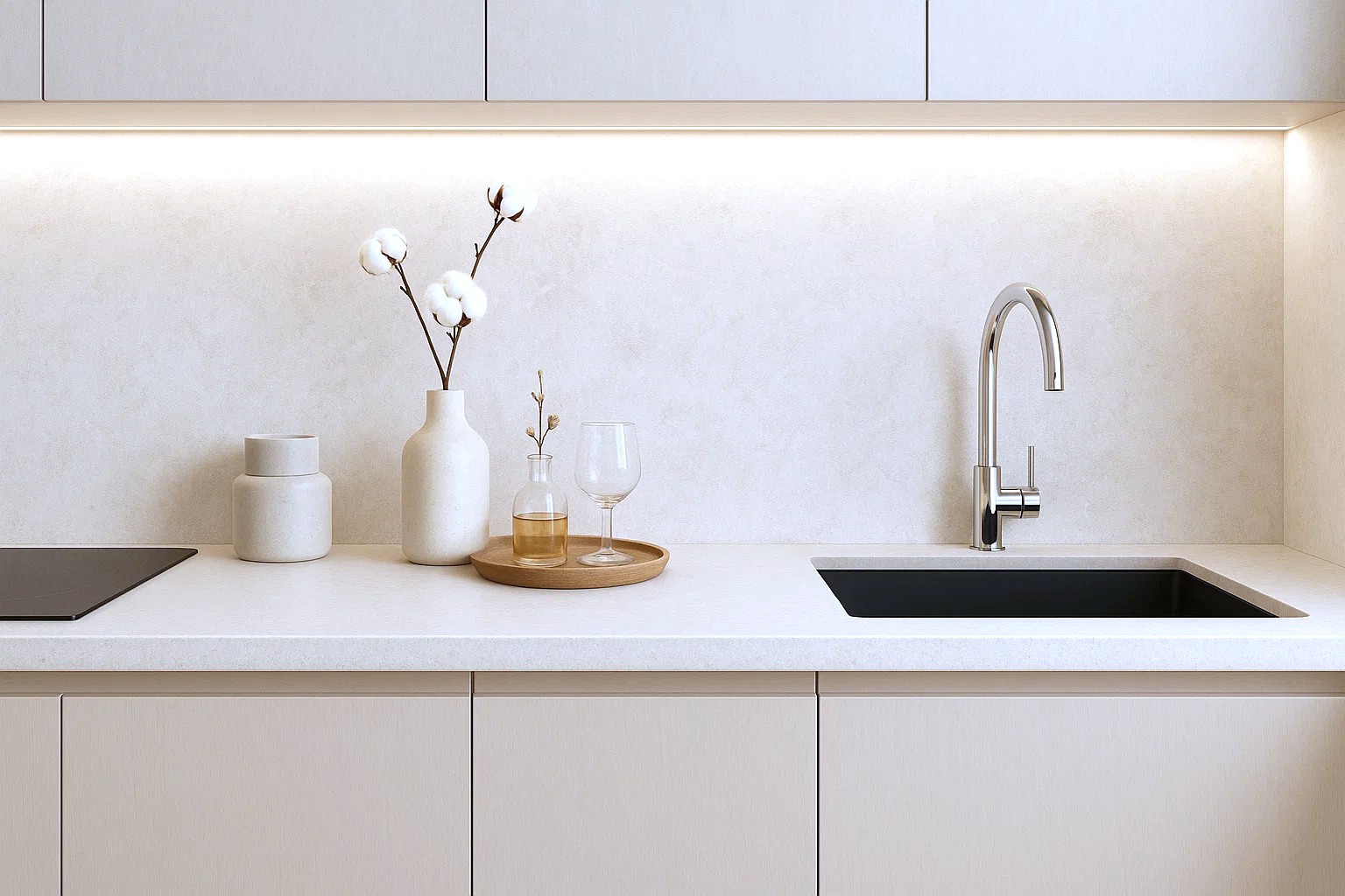 Franko Pietra Light küchenarbeitsplatte aus Keramik nach Maß, Weiß – Structured