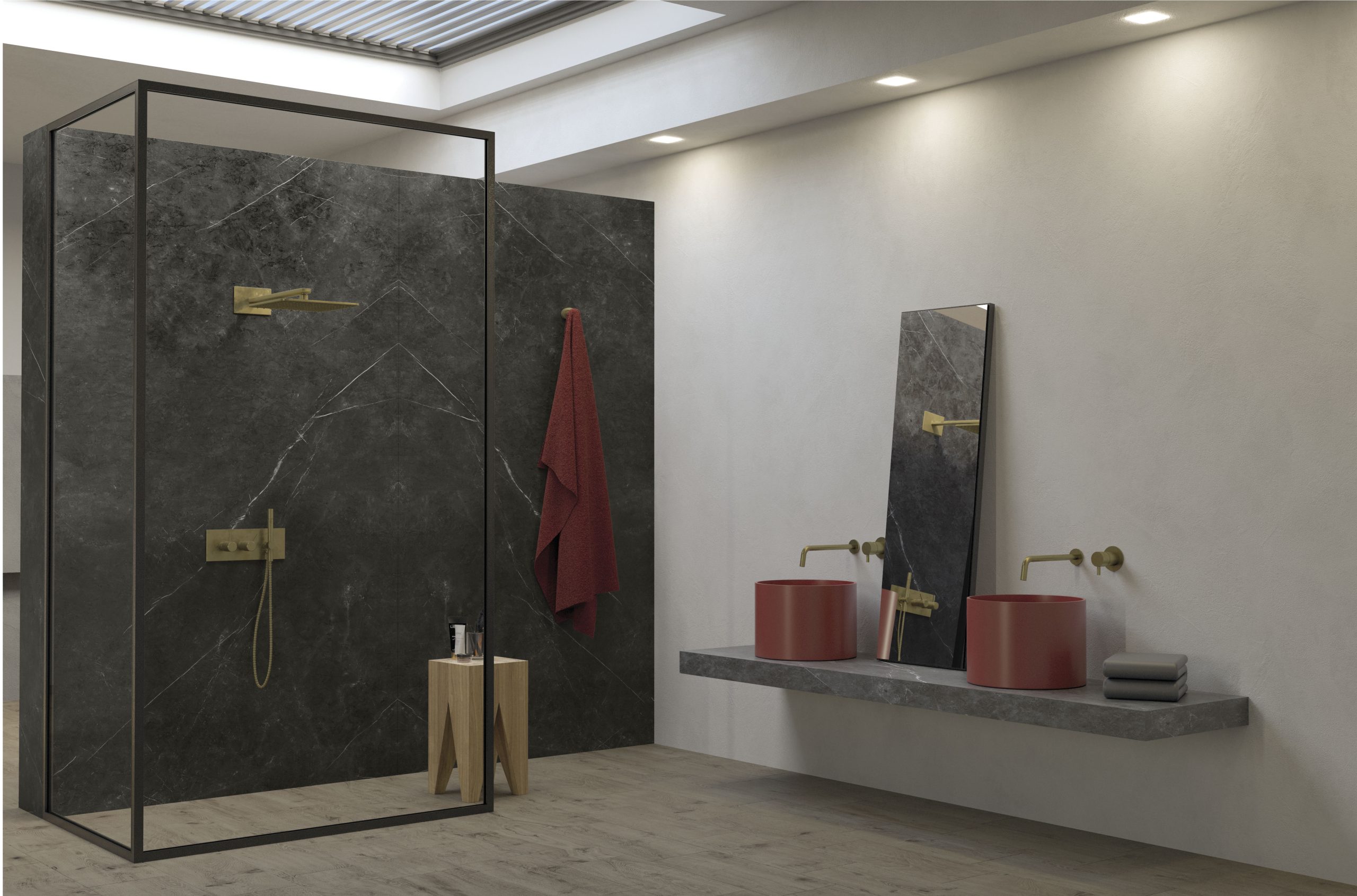 Velkoformátové keramické desky 320 x 160 cm Franko Pietra Dark pro pracovní desky a obklady