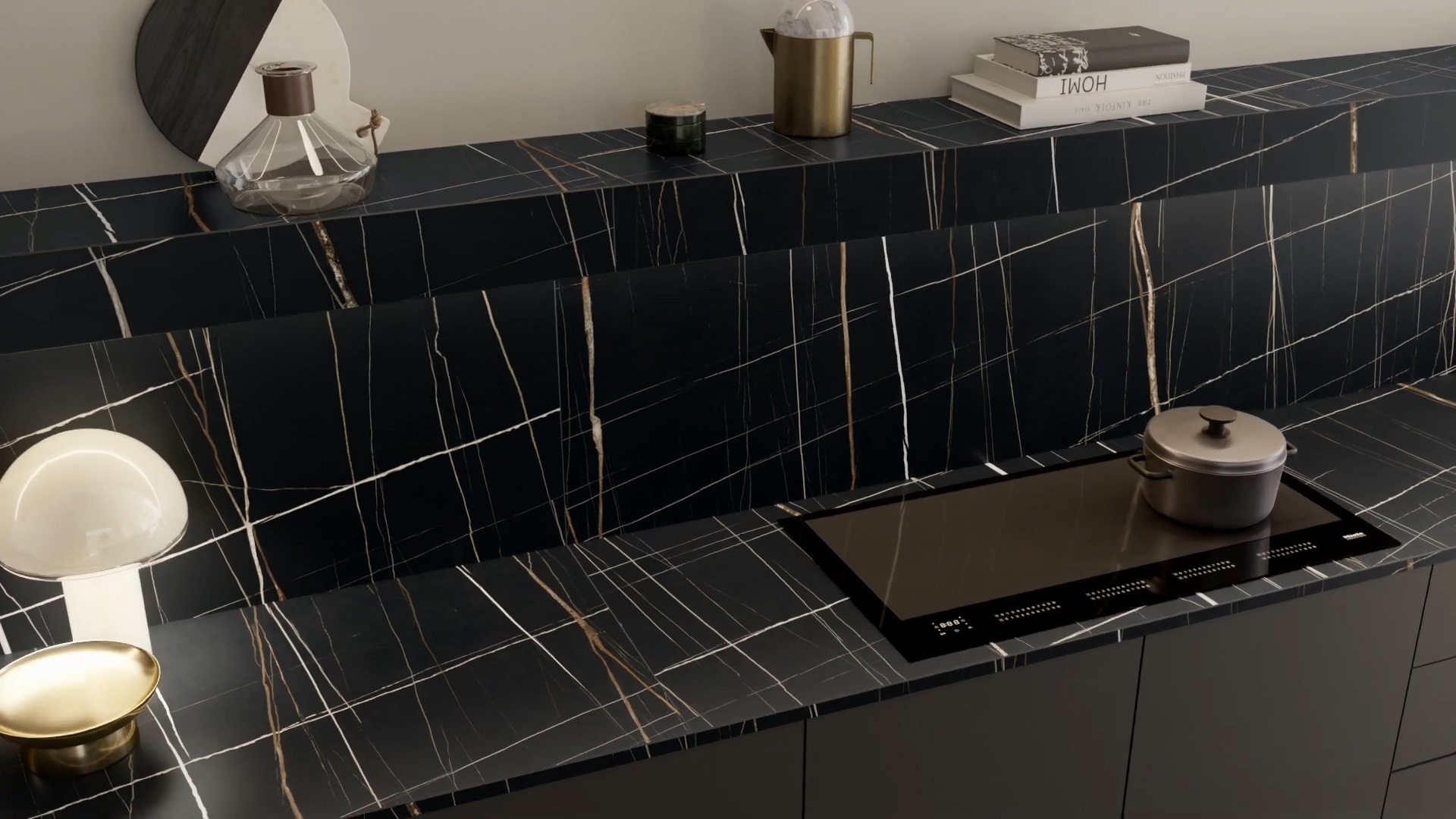 Velkoformátové keramické desky 320 x 160 cm, Franko Sahara Noir Elite, pro pracovní desku a obklad