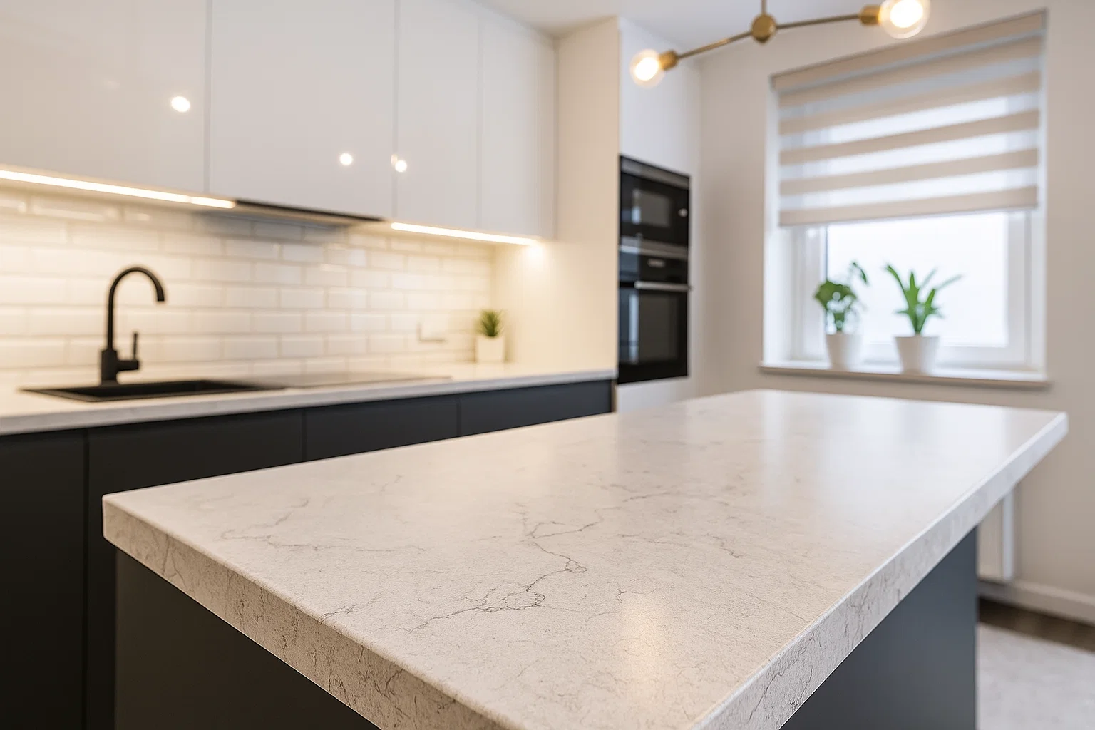Silestone Snowy Ibiza küchenarbeitsplatte aus Konglomerat nach Maß, Weiß – Suede