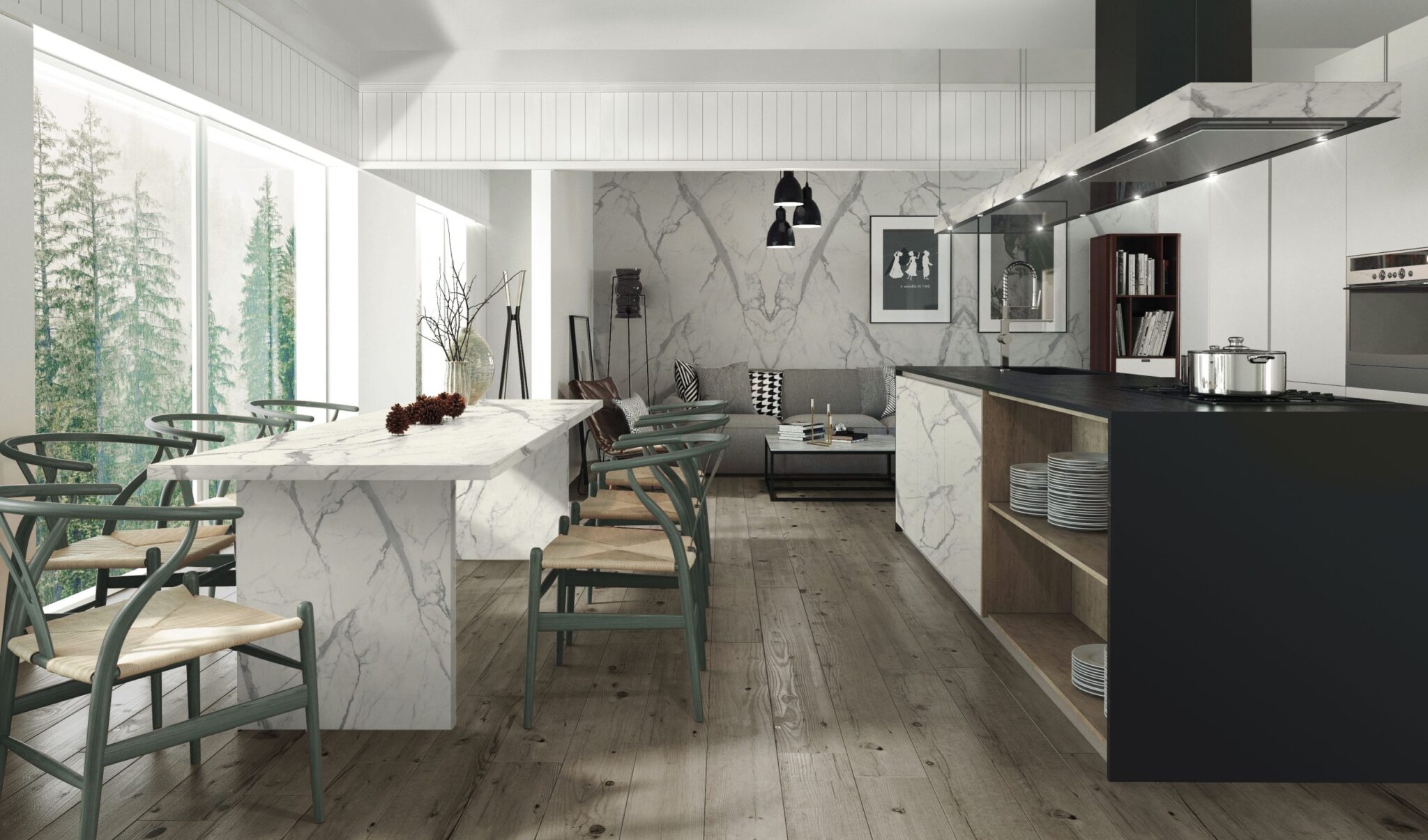 Velkoformátové keramické desky 320 x 160 cm Franko Statuario Classico pro pracovní desky a obklady