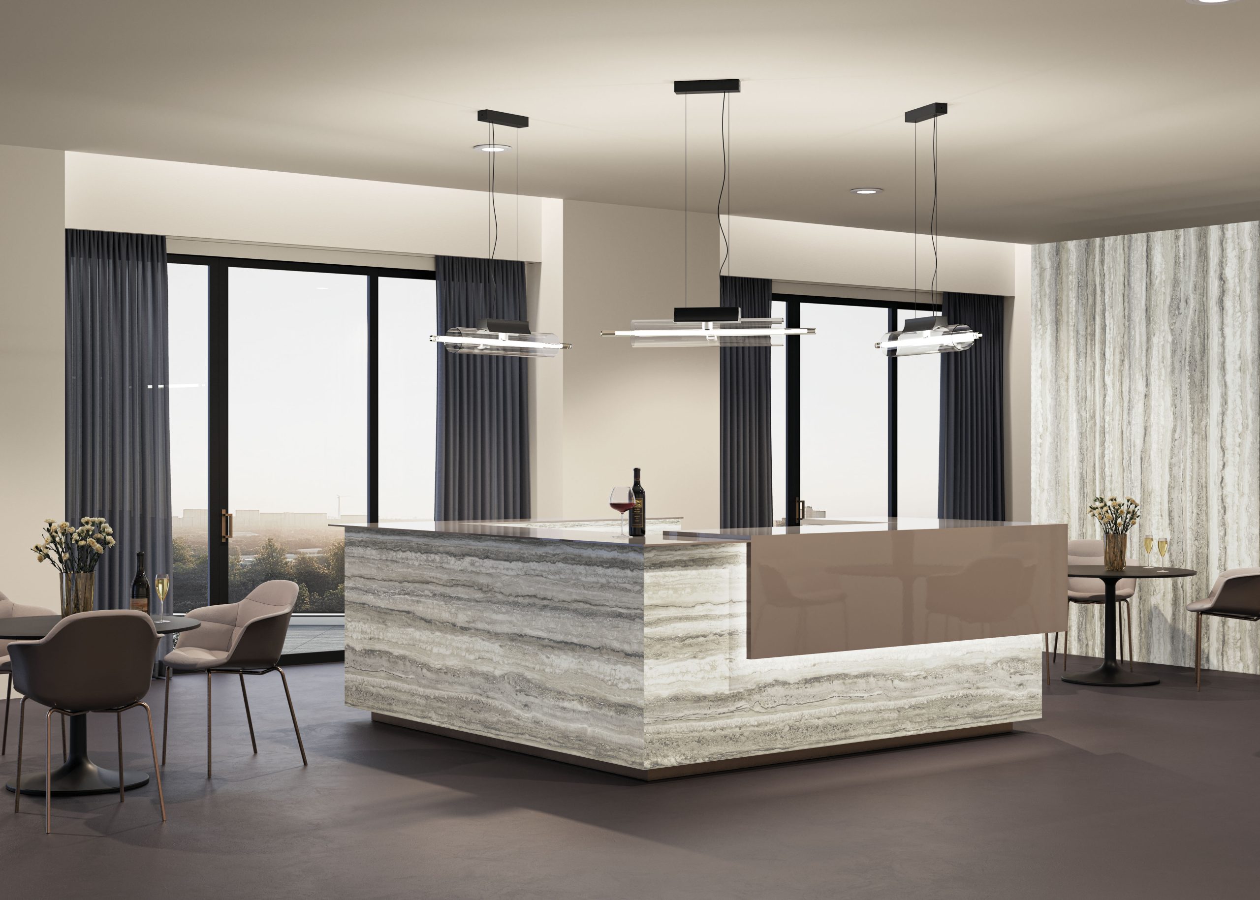 Velkoformátové keramické desky 320 x 160 cm, Franko Travertino Tortora, pro pracovní desky a obklady