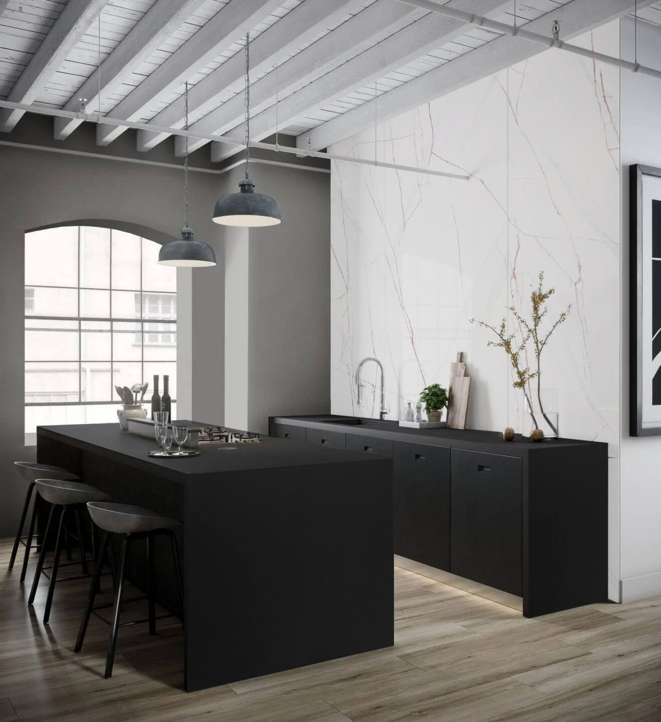 Velkoformátové keramické desky 320 x 160 cm Franko Super Black pro pracovní desky a obklady