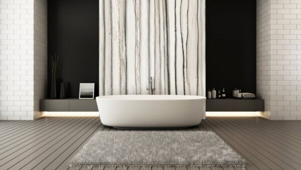 Fugenloses Badezimmer nach Maß mit Großformat-Keramik Franko Zebrino Elegante