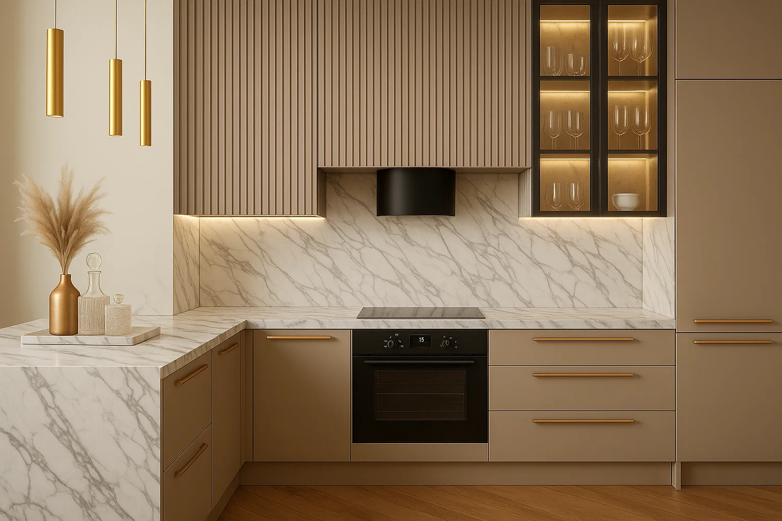Neolith Calacatta Gold küchenarbeitsplatte aus Keramik nach Maß, Weiß – Silk
