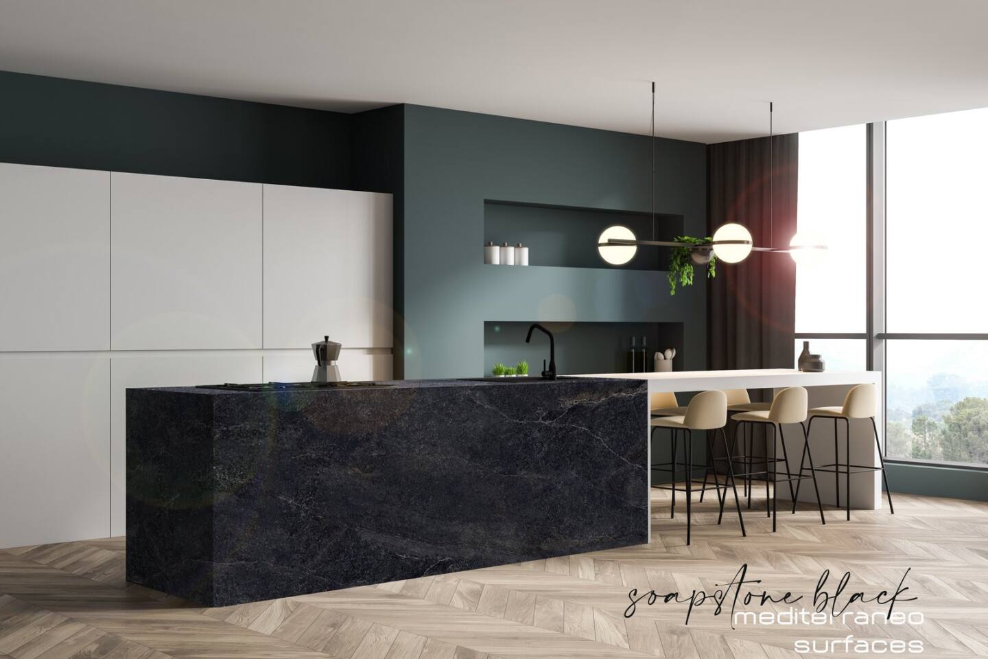 Velkoformátové keramické desky 320 x 160 cm Franko Luxury Black pro pracovní desky a obklady
