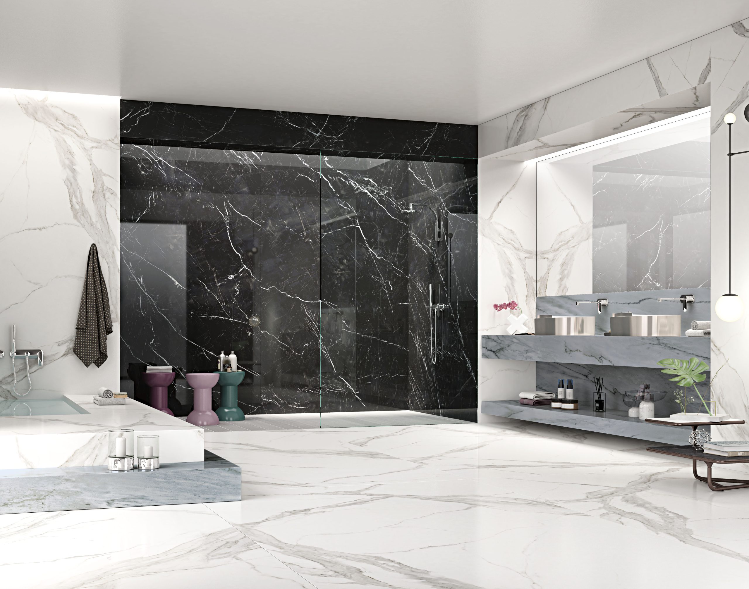 Velkoformátové keramické desky 320 x 160 cm Franko Black Marquina pro pracovní desky a obklady