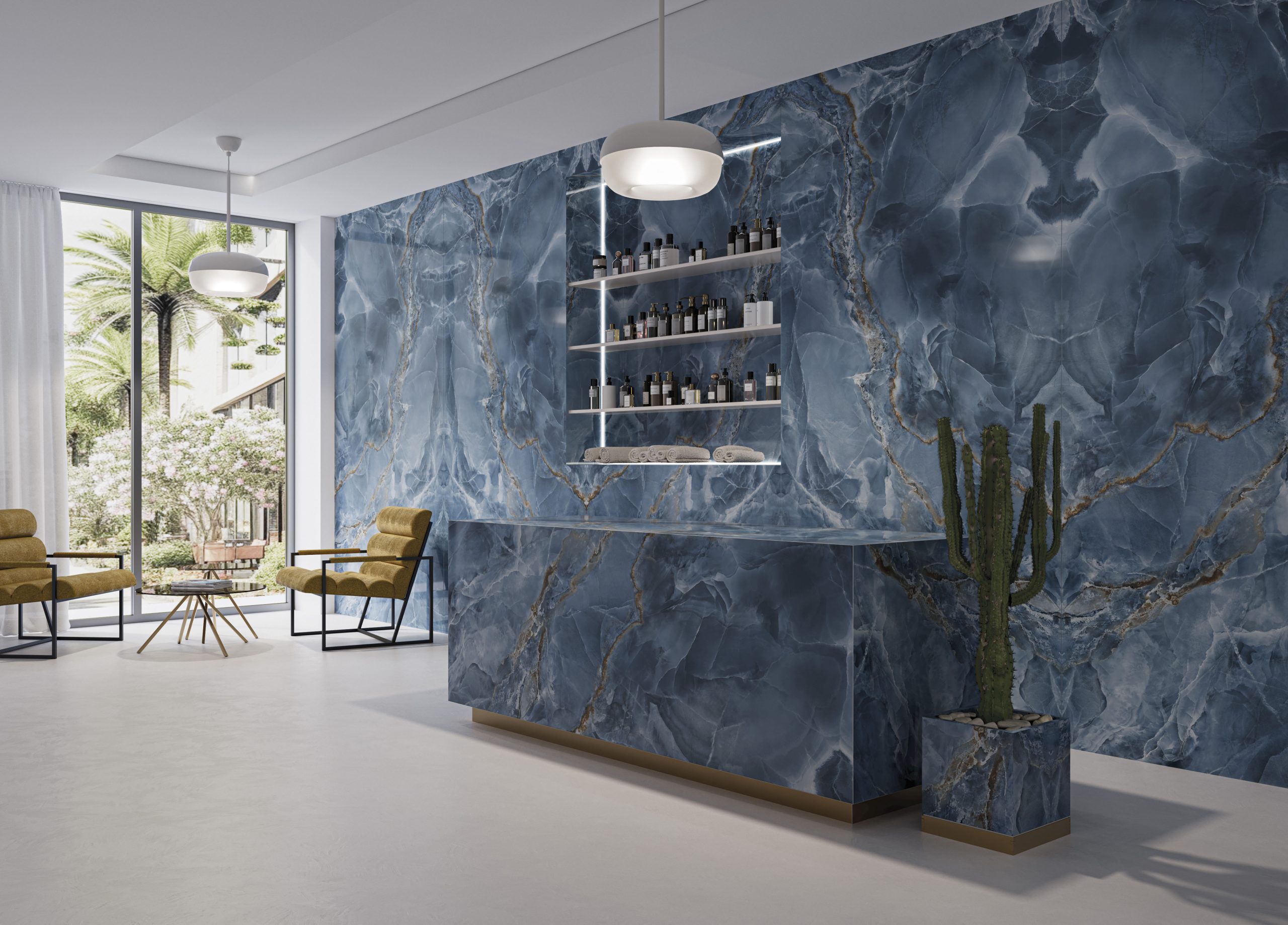 Velkoformátové keramické desky 320 x 160 cm Franko Cobalt Onyx pro pracovní desku a obklad