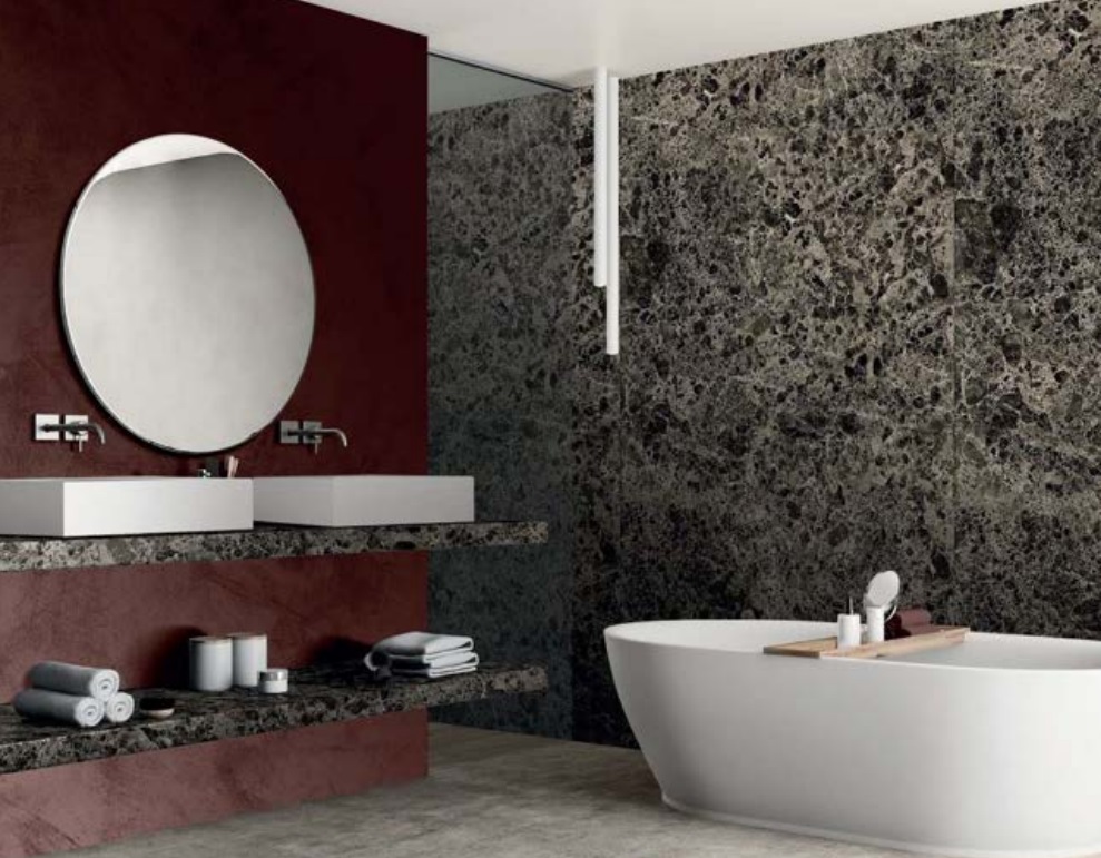 Velkoformátové keramické desky 320 × 160 cm, Franko Dark Gold, pro pracovní desky a obklady