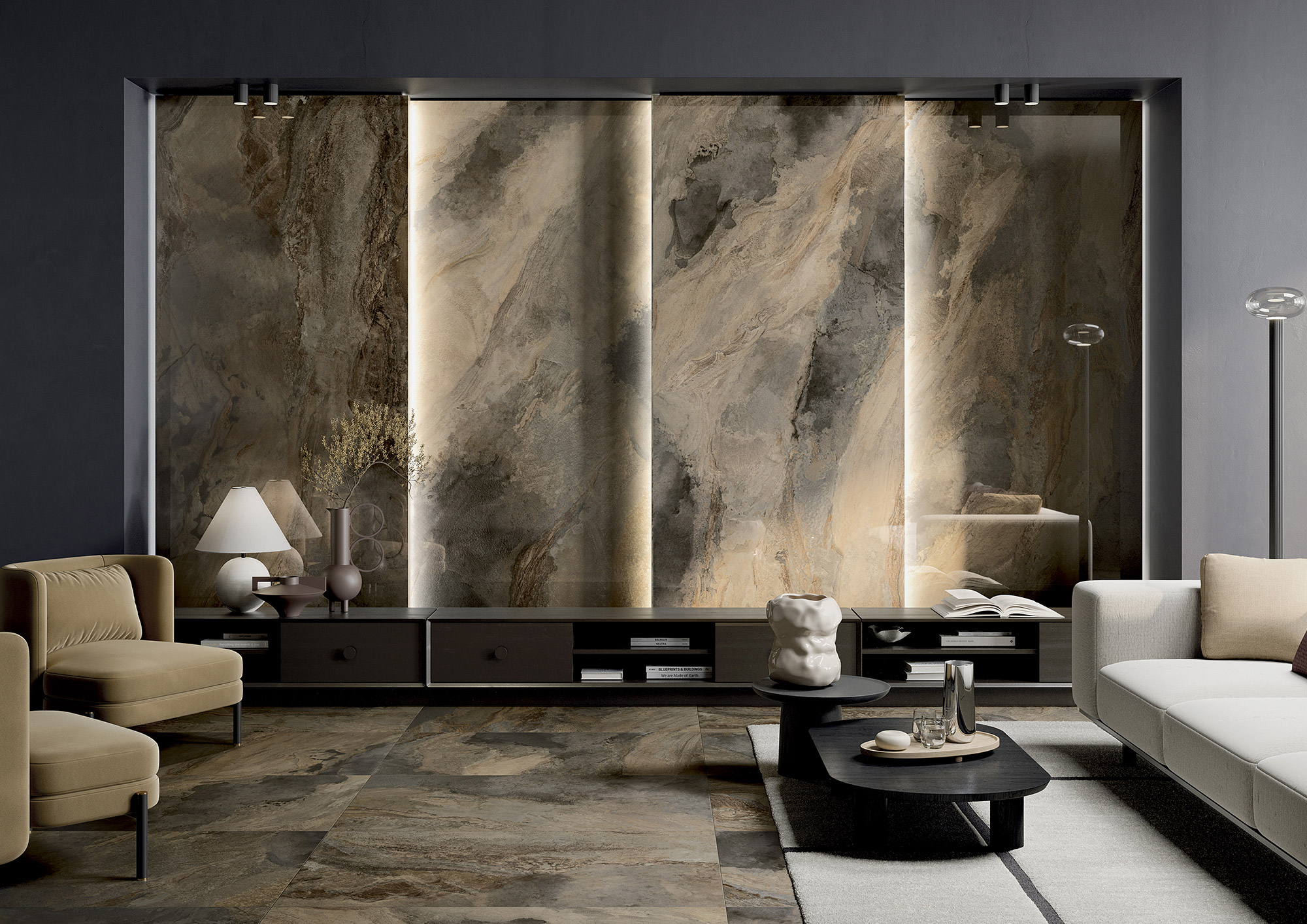 Velkoformátová dlaždice Ava Deep Stone Natural 120 × 280 cm, tloušťka 6 mm