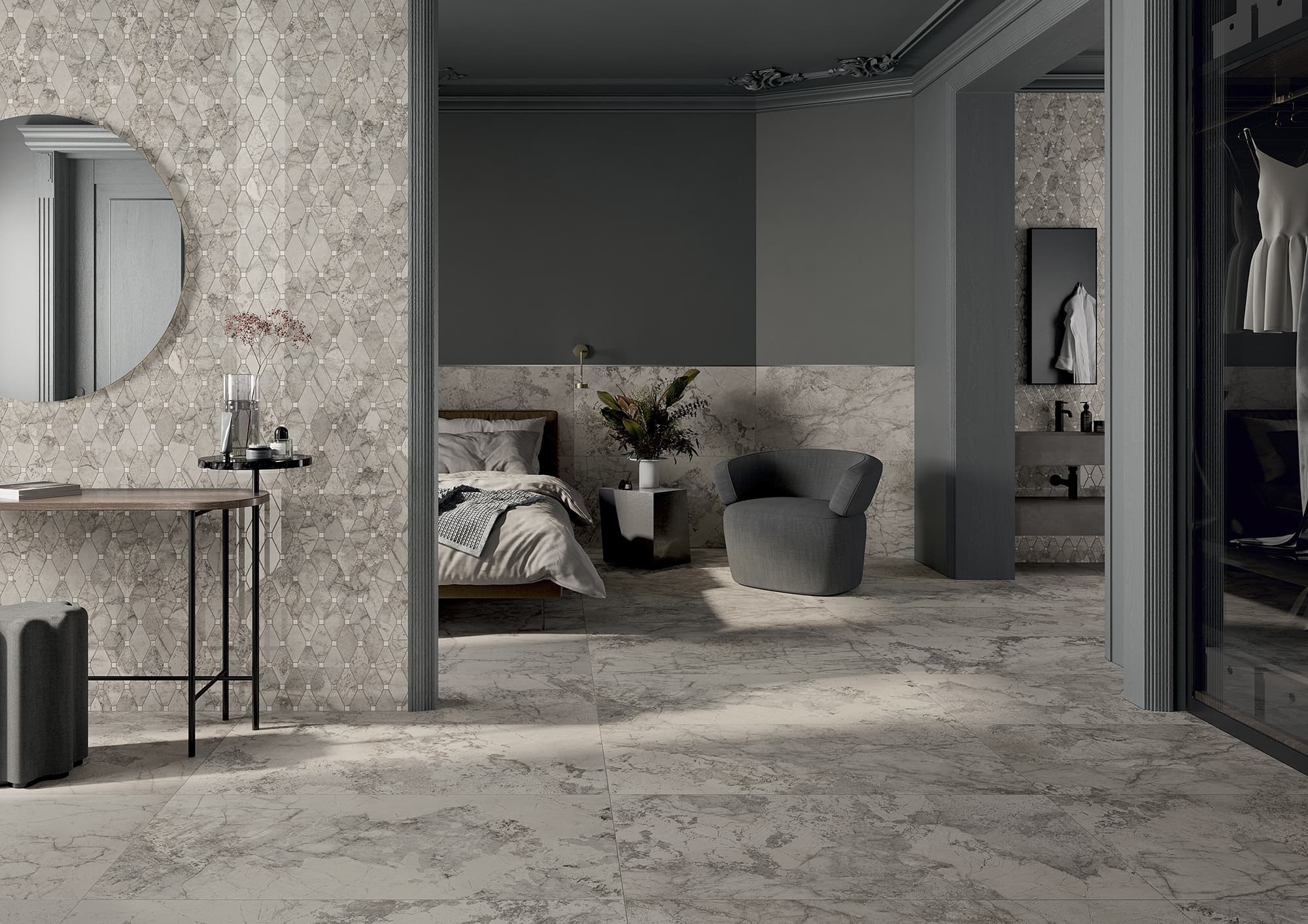 Velkoformátová dlaždice Ava Gemstone Grey 120 × 280 cm, tloušťka 6 mm