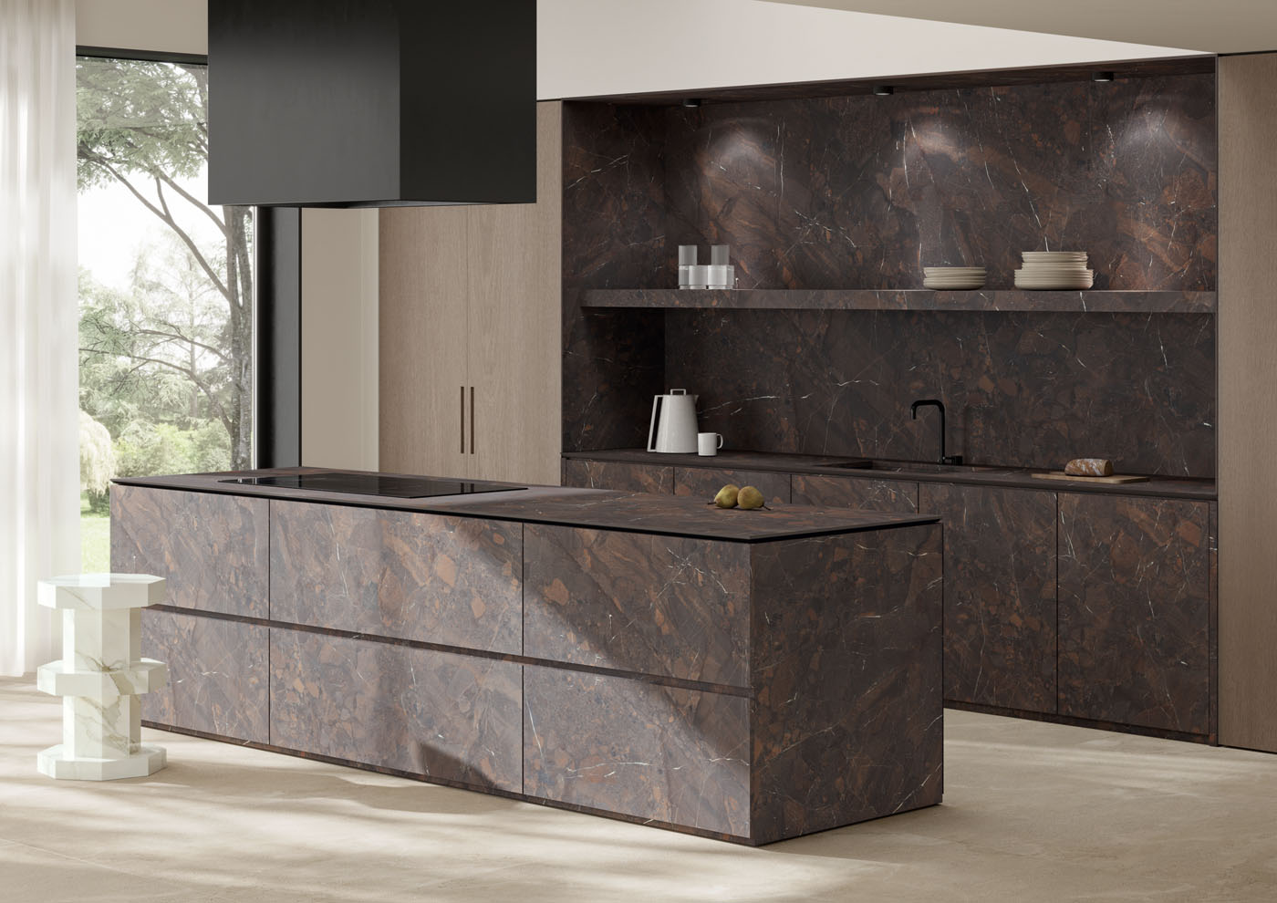 Velkoformátové keramické desky 330 × 184 cm Franko Imperial Marrone pro pracovní desky a obklady