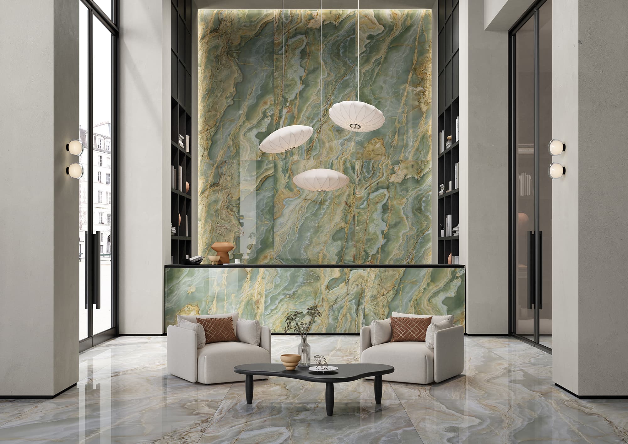 Velkoformátová dlaždice Ava Onice Giada 120 × 280 cm, tloušťka 6 mm