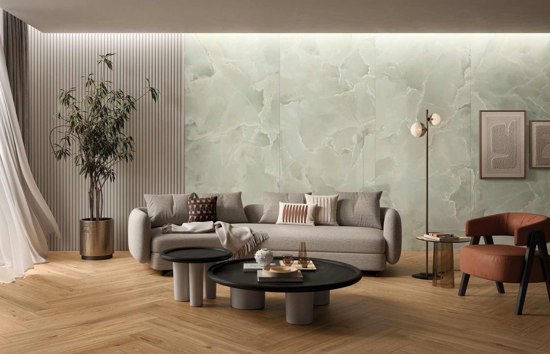 Velkoformátová dlaždice Mirage Onyce ON06 Emerald 120 × 278 cm, tloušťka 6 mm