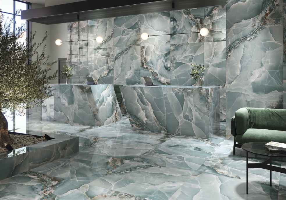 Velkoformátová dlaždice Baldocer Onyx Turquoise 120 × 260 cm, tloušťka 7 mm