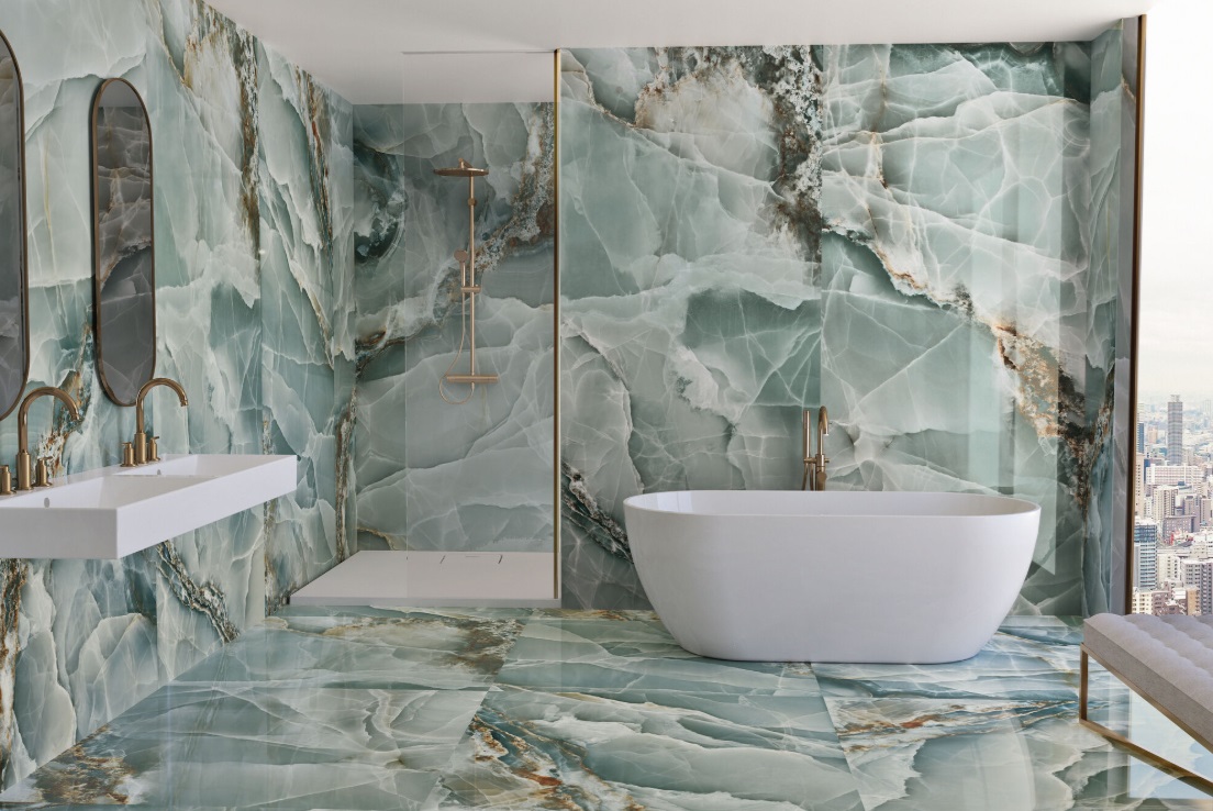 Velkoformátová dlaždice Baldocer Onyx Turquoise 120 × 260 cm, tloušťka 7 mm