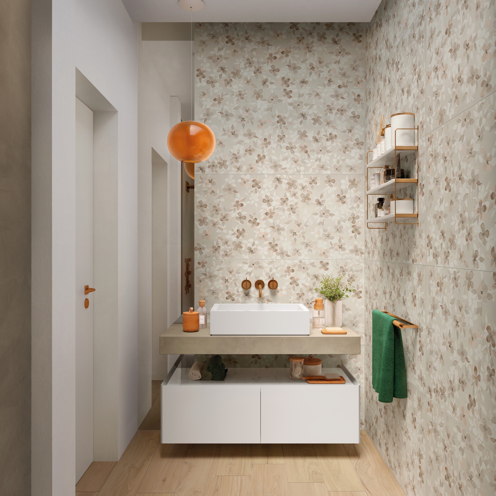 Velkoformátová dlaždice Mirage Papier Camille Gold 120 × 278 cm, tloušťka 6 mm