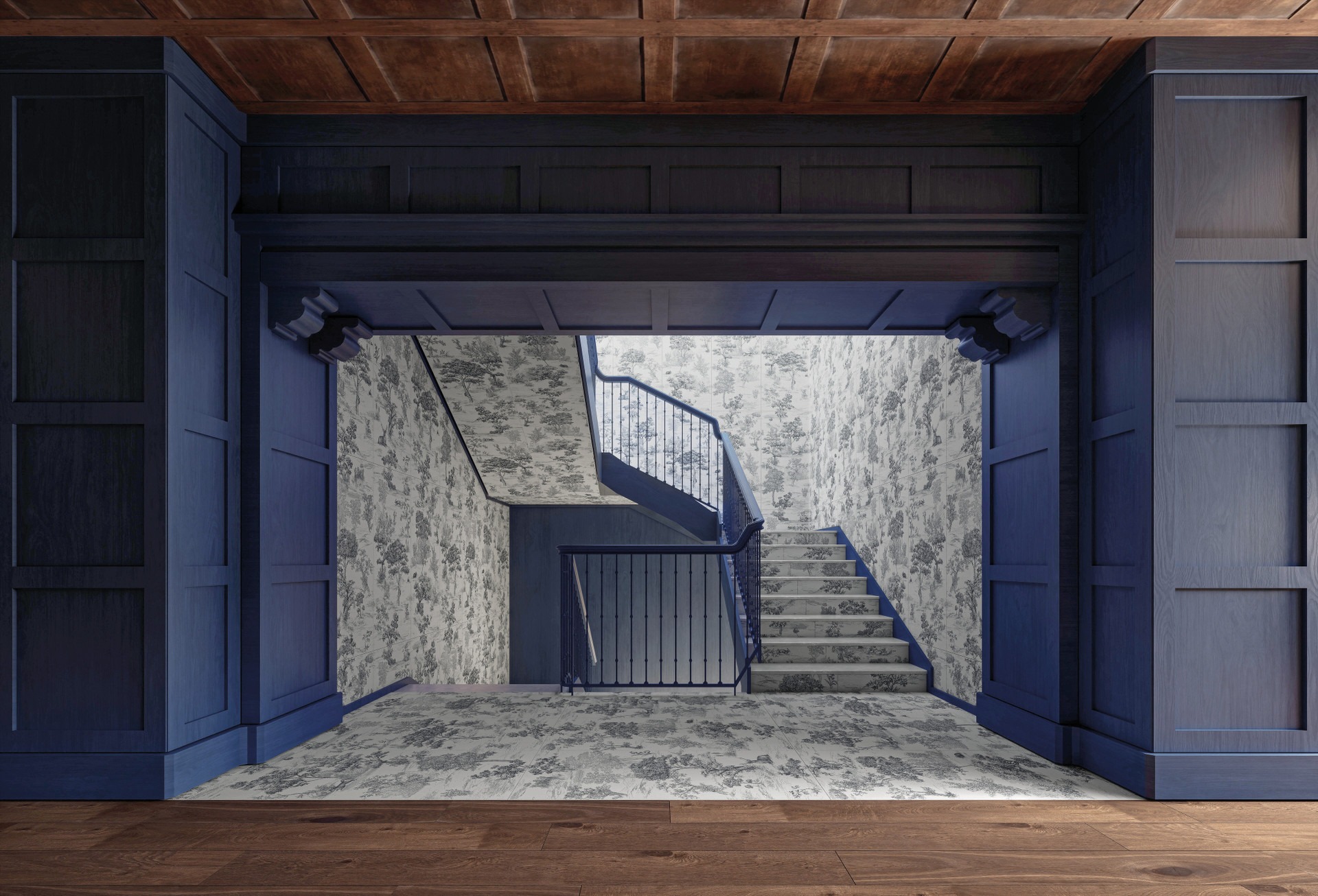 Velkoformátová dlaždice Mirage Papier Maison modrá 120 × 278 cm, tloušťka 6 mm