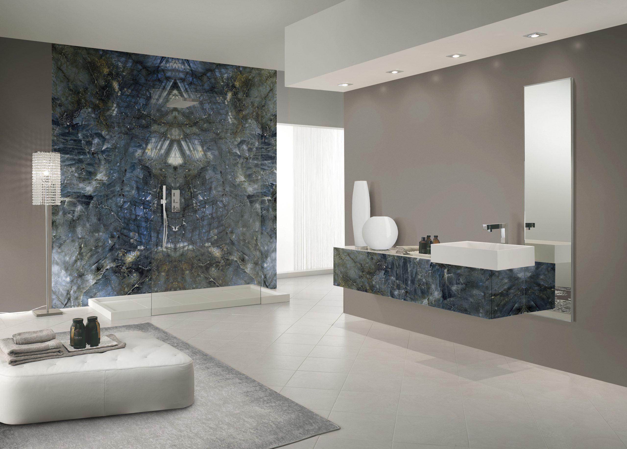 Velkoformátové keramické desky 320 x 160 cm, Franko Tanzania Blue, pro pracovní desky a obklady