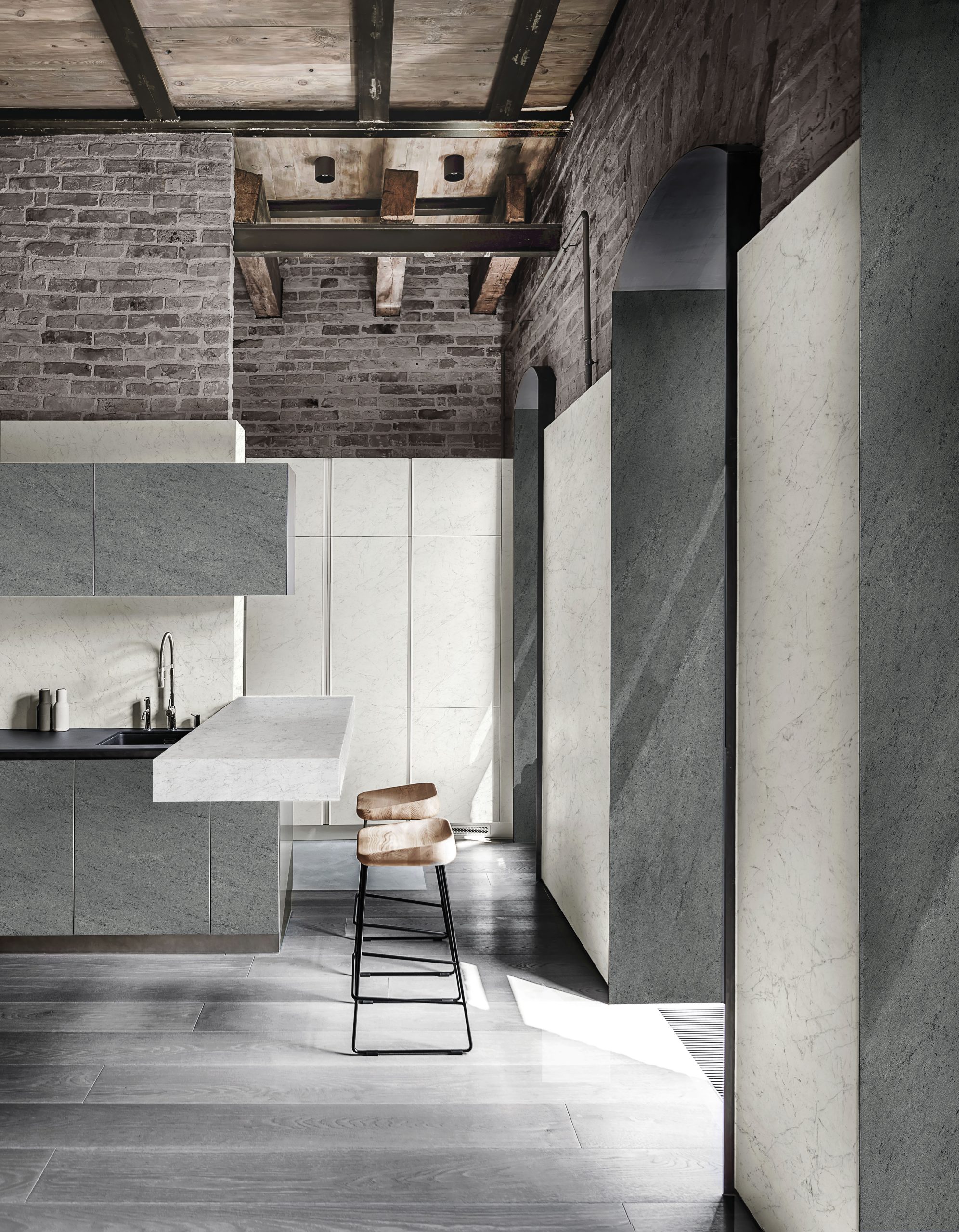 Velkoformátové keramické desky 320 x 160 cm Franko Velluto Grigio pro pracovní desku a obklad