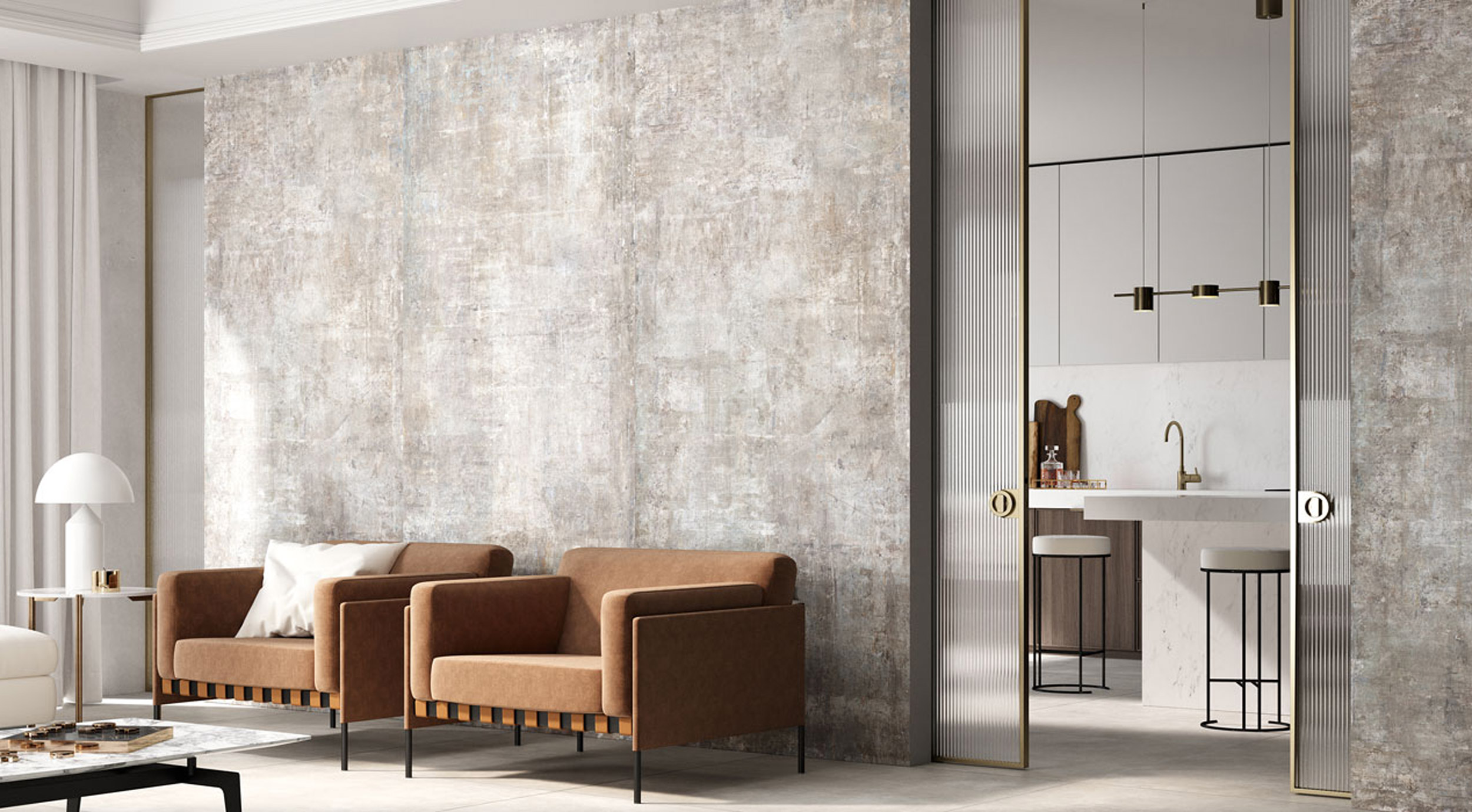 Velkoformátová dlaždice Rondine Murales Ice 120 × 280 cm, tloušťka 6 mm