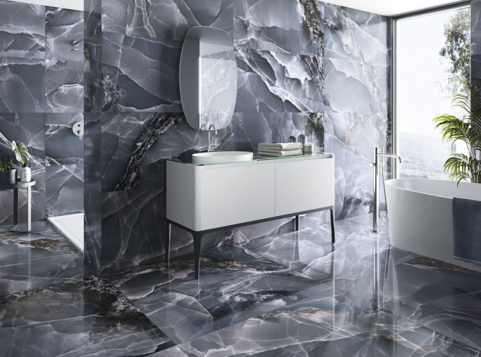 Velkoformátová dlaždice Baldocer Onyx Bleu 120 × 260 cm, tloušťka 7 mm