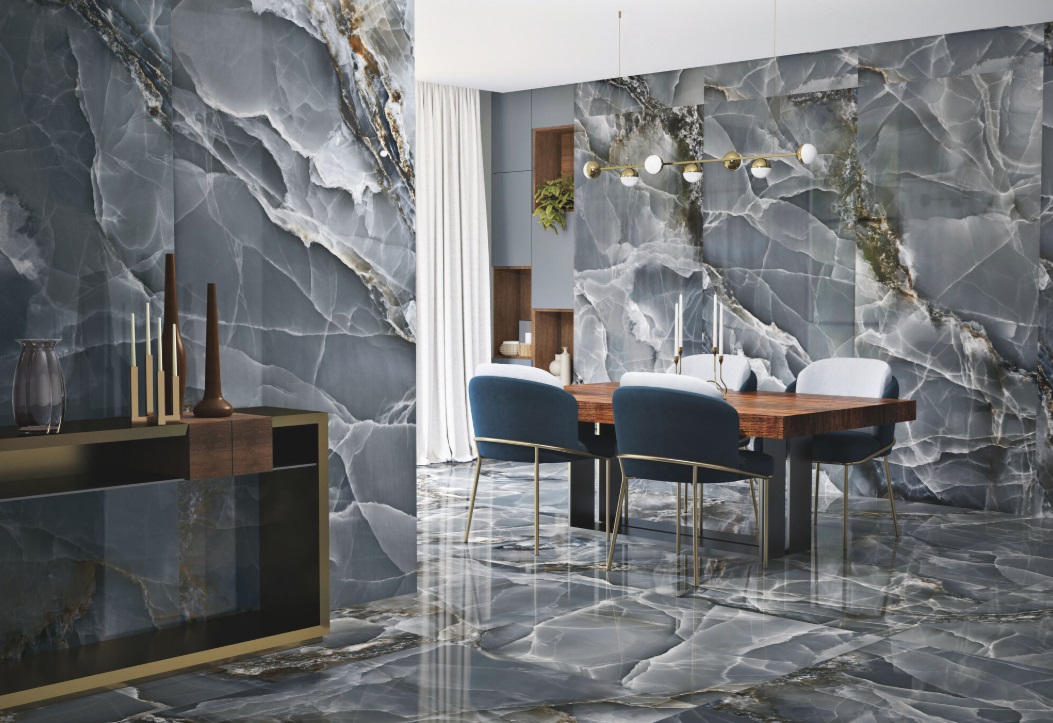 Velkoformátová dlaždice Baldocer Onyx Bleu 120 × 260 cm, tloušťka 7 mm