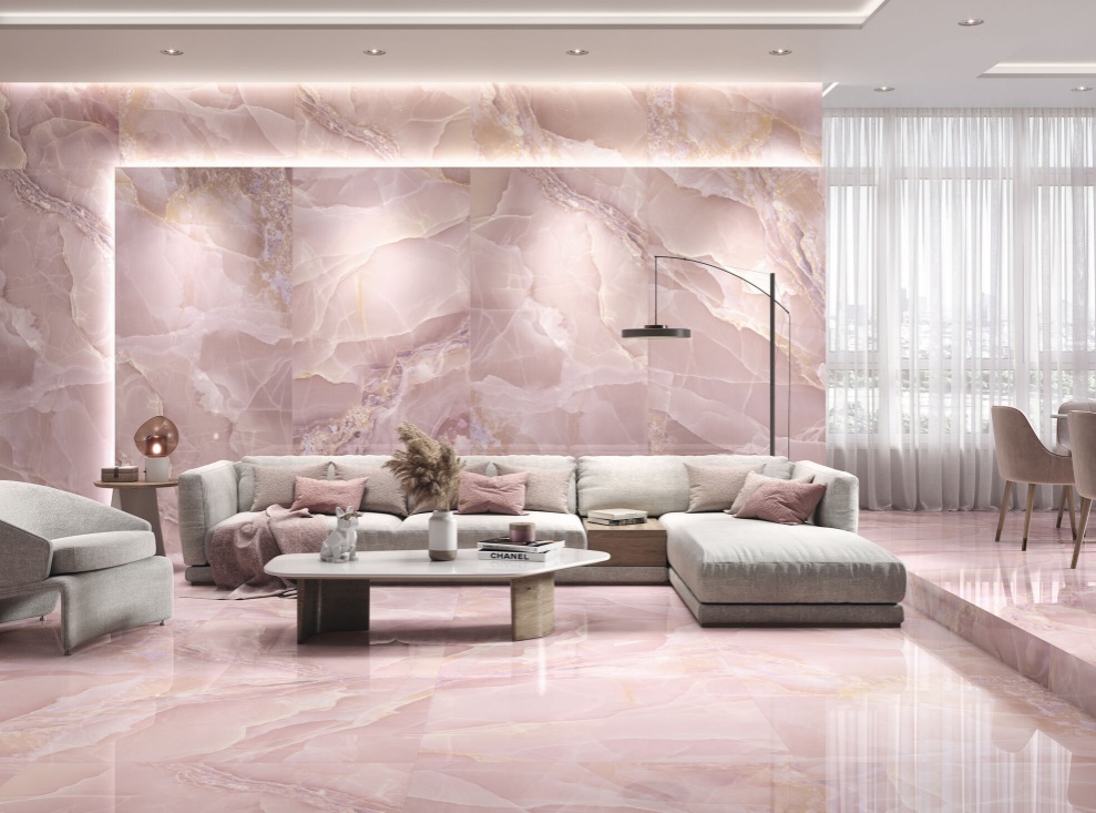 Velkoformátová dlaždice Baldocer Onyx Rose 120 × 260 cm, tloušťka 7 mm