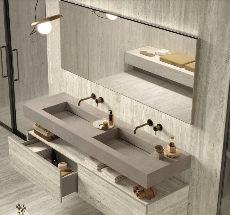 Velkoformátová dlaždice Mirage Elysian Travertino Light 120 × 278 cm, tloušťka 6 mm