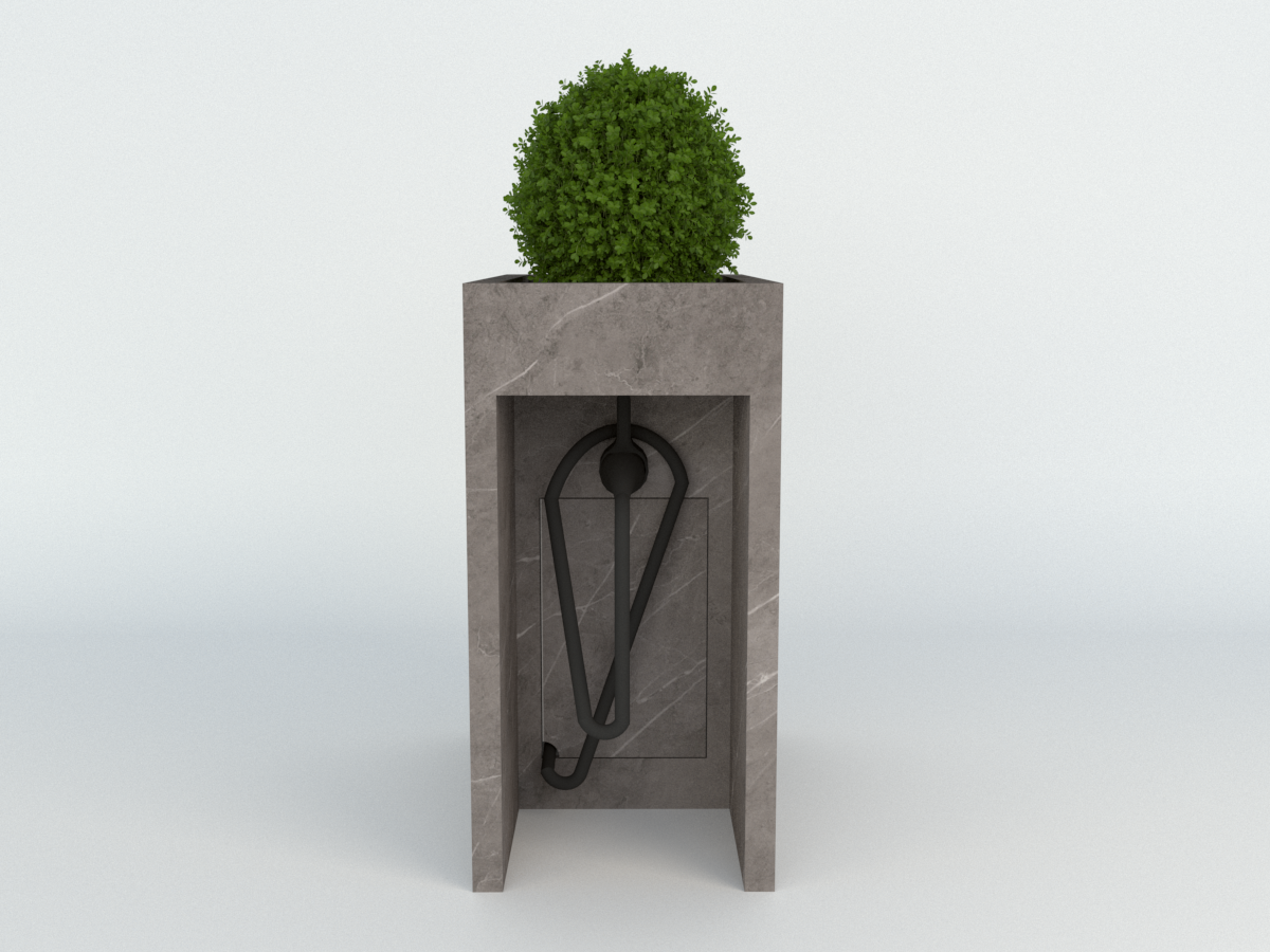 Ochrana proti krádeži: Wallbox nebo nabíjecí deska zamčená jako květináč EVSE 70 × 40 × 80 cm