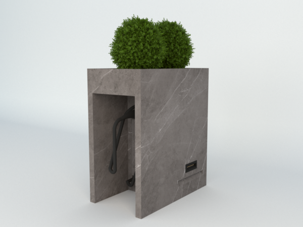 Ochrana proti krádeži: Wallbox nebo nabíjecí deska zamčená jako květináč EVSE 70 × 40 × 80 cm
