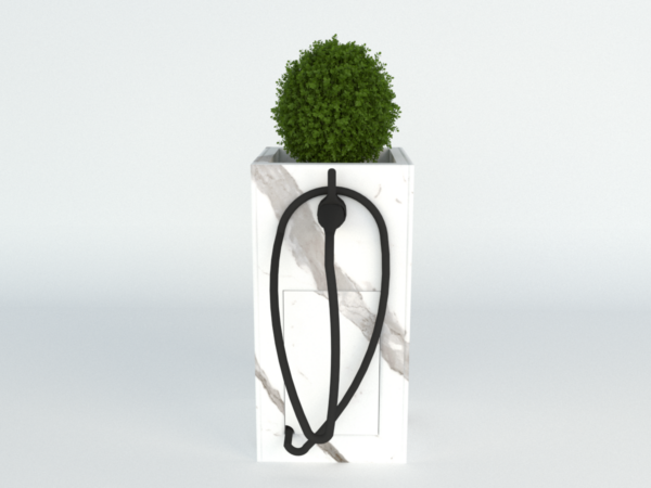 Ochrana proti krádeži: Wallbox nebo nabíjecí deska zamčená jako květináč o rozměrech 40 × 40 × 80 cm
