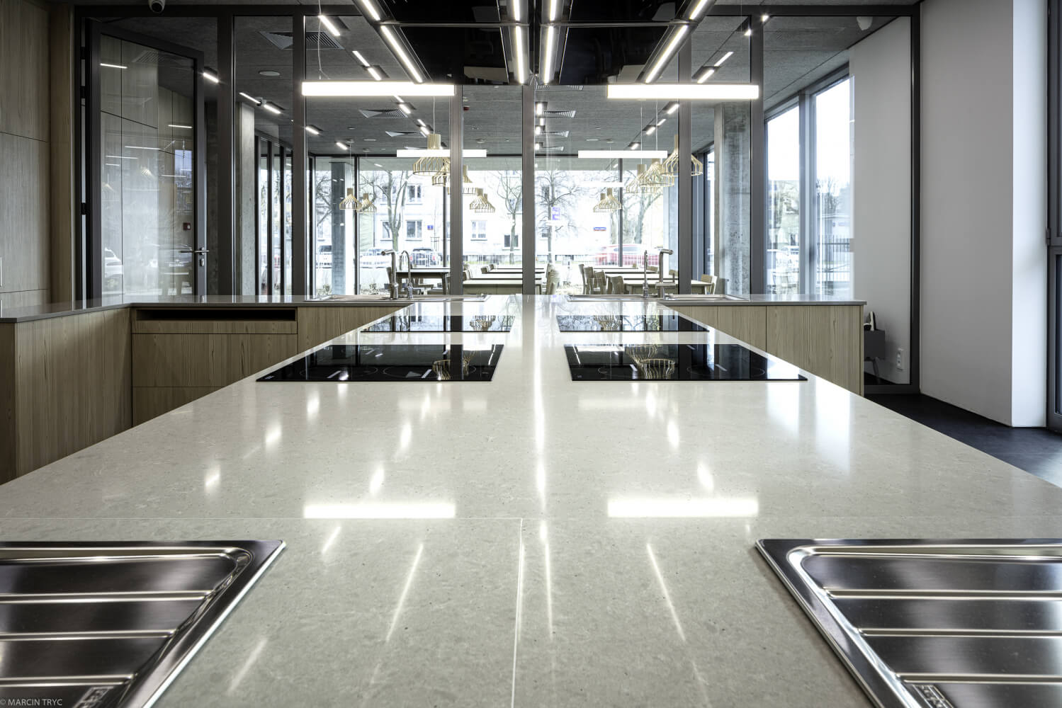 Technistone Noble Concrete Grey küchenarbeitsplatte aus Konglomerat nach Maß, Grau – Poliert