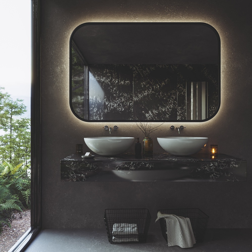 Kuchyňská deska Technistone Pearl Delta z konglomerátu na míru, černá – leštěná