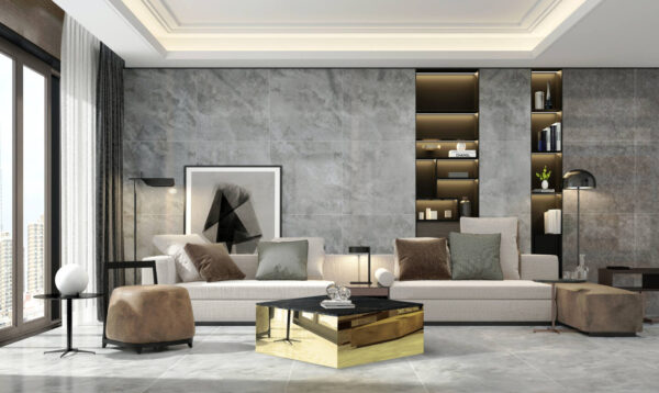 Stůl Franko Mirror z keramiky Franko Nero Marquina 91x91