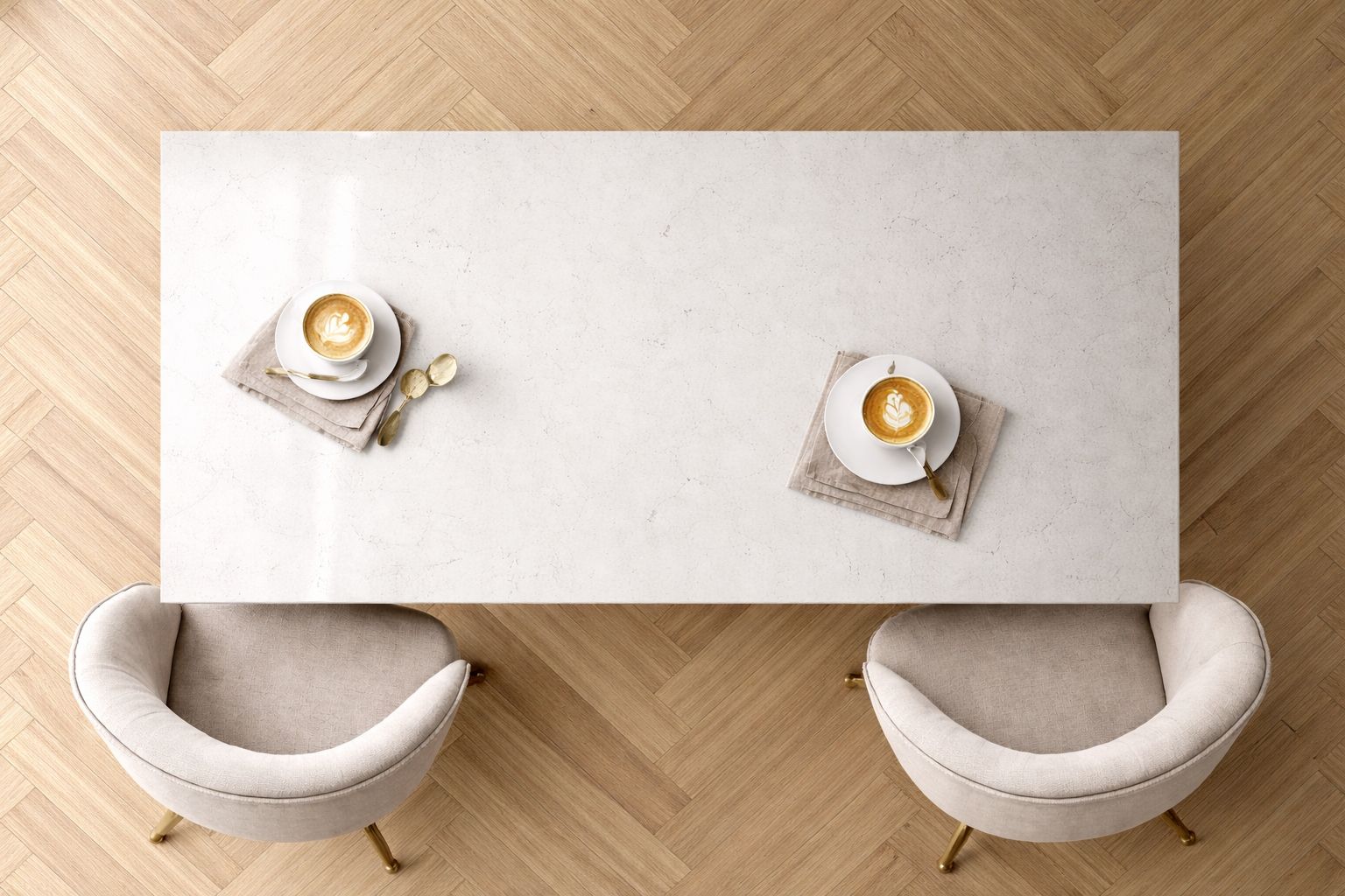 Kuchyňská deska z konglomerátu na míru, světle šedá – Caesarstone London Grey – leštěná nebo broušená